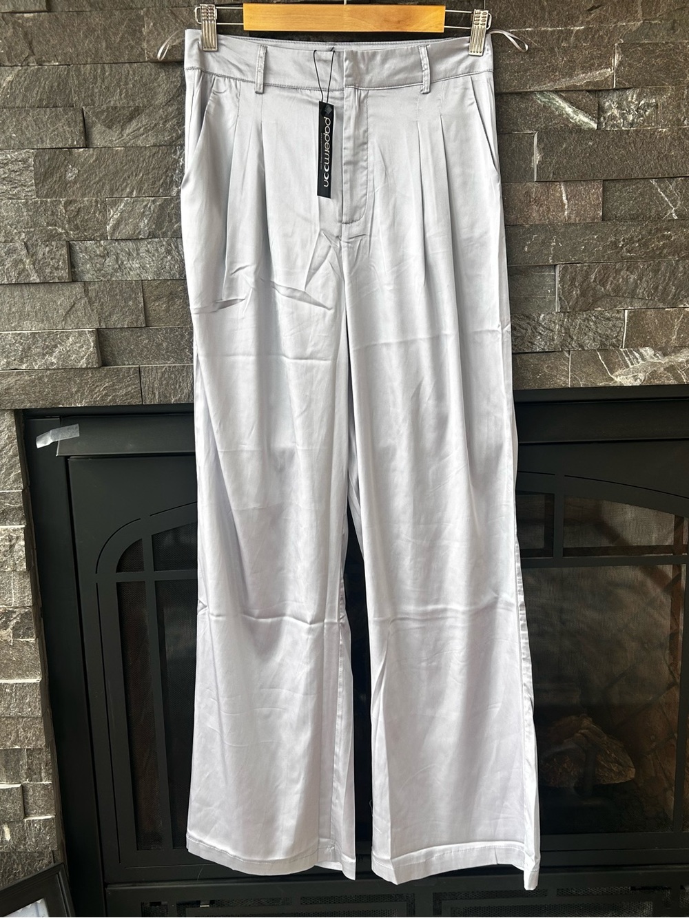 NWT Papermoon Silk High-Waist Pleated Pants